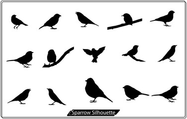 Sparrow Silhouette Icon Vector Bundle