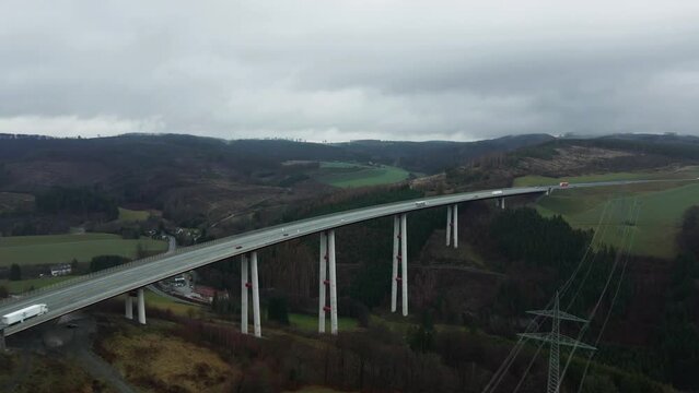 The Sauerland's Crowning Glory: The Tallest Bridge in North Rhine-Westphalia, the Talbr&uuml;cke Nuttlar supporting Autobahn 46 by Bestwig, Germany