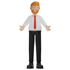 Fototapeta premium 3D Character Man Presenting Something