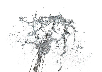 Shape form throw of Water splashes into drop water attack fluttering in air and stop motion freeze...