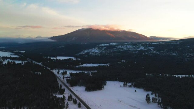 The Stunning Scenery of Highway 93 in the East Kootenay, Canadian Rockies on a Winter's Day