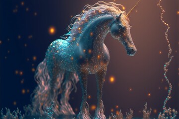 Glittering cosmic unicorn made with Generative AI