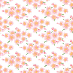 Japanese Sweet Cherry Blossom Diamond Vector Seamless Pattern