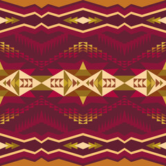 Fototapeta premium Aztec, Navajo geometric seamless pattern. Native American Southwest print. Ethnic design wallpaper, fabric, cover, textile, rug, blanket.