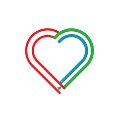 unity concept. heart ribbon icon of lebanon amd uzbekistan flags. vector illustration isolated on white background