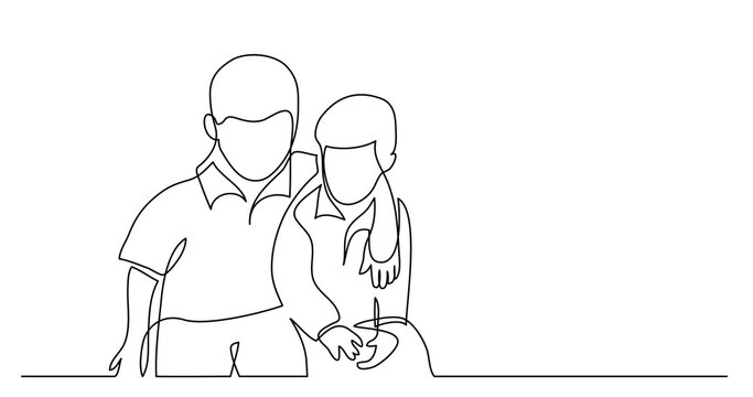 continuous line drawing of two boys hugging each other - PNG image with transparent background