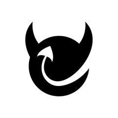 Obraz premium Black demon vector icon. Devil icon