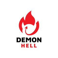 Demon hell logo vector. Flame devils vector