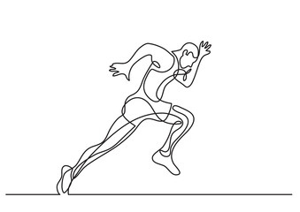 Fototapeta na wymiar single line drawing athlete running - PNG image with transparent background