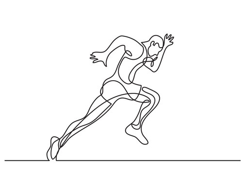 single line drawing athlete running - PNG image with transparent background