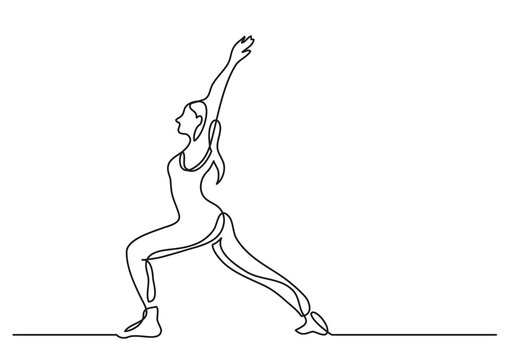 single line drawing woman doing yoga - PNG image with transparent background