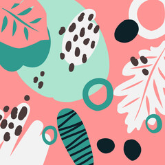 Trendy abstract square art templates with floral and geometric elements. Suitable for social media posts, mobile apps, banners design and web/internet ads. Vector fashion backgrounds.