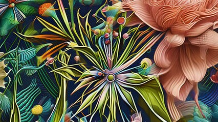 Generative ai motion animation of surreal painting of flowers. Digital image painted manipulation impressionism style.