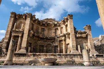 picturesque ruins of an ancient Greek city near the city of Jerash in Jordan on a sunny day