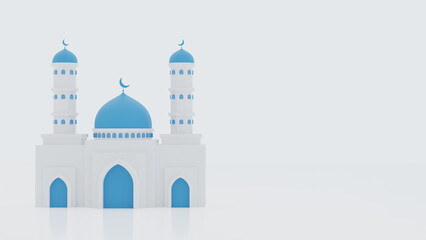 islamic ramadan background with 3d illustration mosque copy space