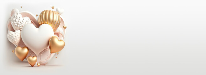 Obraz premium White and Golden Heart Shapes.