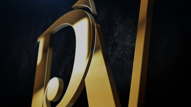 RV letter logo animation video, R and V golden 3d metal alphabet interlocked 3d monogram video, R and V moving alphabet video, RV symbol motion graphics on black background