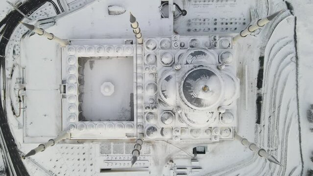 Camlica Mosque in the Winter Season Drone Video, Camlica Hill Uskudar, Istanbul Turkey