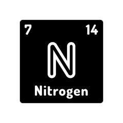 nitrogen chemical element glyph icon vector. nitrogen chemical element sign. isolated symbol illustration