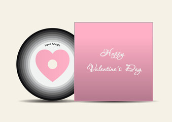 Naklejka premium Happy Valentines Day Card or Banner Love illustation or Music Lover 