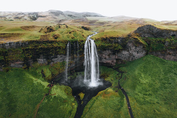 Beautiful  landscape with a waterfall