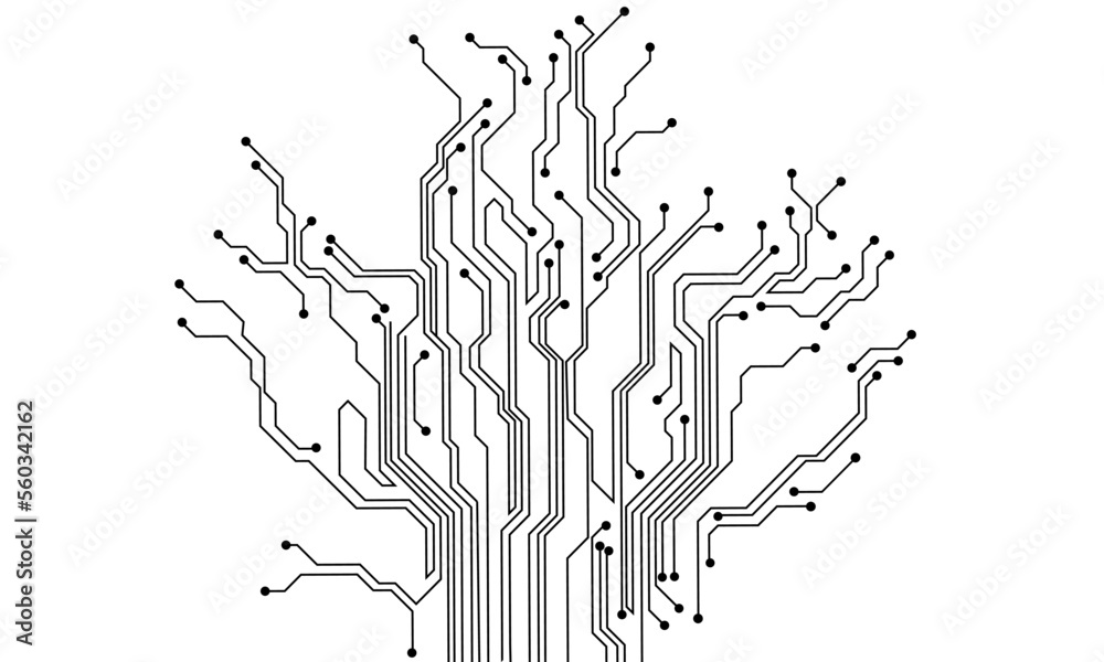 Poster Black line circuit computer technology futuristic on white background design creative vector