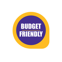 Quality badge budget friendly. Label, sticker, exclusive premium button. Vector illustration isolated icon saver.