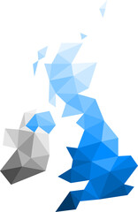 Polygonal England map on transparent background.