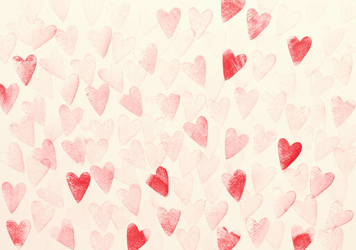 Abstract watercolor heart background. Concept love, valentine day greeting card.