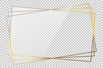 Luxury gold border isolated on transparent background. Glowing gradient effect rectangle curve frame. Vector illustration.