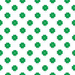 Fototapeta premium Pattern of green clover leaves for printing, trefoil, four-leaf clover
