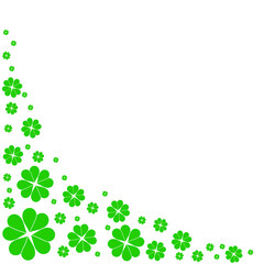 Pattern of green clover leaves for printing, trefoil, four-leaf clover