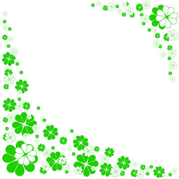 Pattern of green clover leaves for printing, trefoil, four-leaf clover
