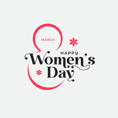 Fototapeta na wymiar 8th March Happy Women's Day Vector Text Typography Design Template