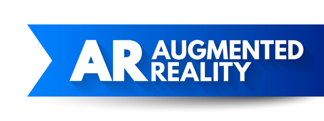 AR Augmented Reality - interactive experience of a real-world environment where the objects that reside in the real world are enhanced by computer-generated information, acronym concept background