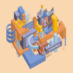Geometric city poster illustration home picture magazine illustration