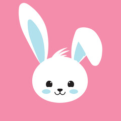 Easter bunny set in simple one line style. Rabbit icon. Black and white minimal concept vector illustration., Easter bunny in a color background vector illustration