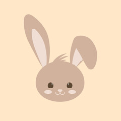 Obraz premium Easter bunny set in simple one line style. Rabbit icon. Black and white minimal concept vector illustration., Easter bunny in a color background vector illustration