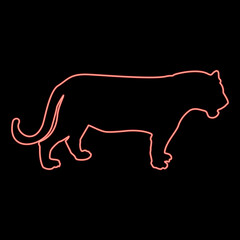 Neon tiger red color vector illustration image flat style