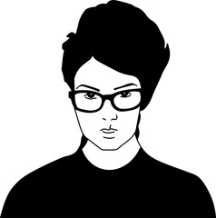 portrait of a teenager asian style cartoon illustration svg