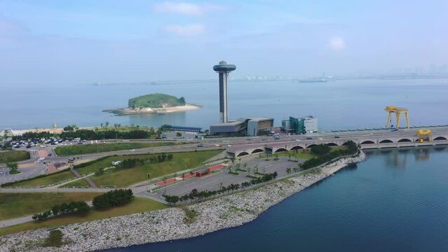 Aerial view, Drone view,Drone footage,Moon Observatory near Ansan, South Korea.