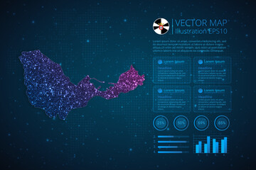 Ceuta map infographics template for diagram, graph, presentation and chart with abstract geometric mesh polygonal light concept on blue background. Vector Illustration EPS10.