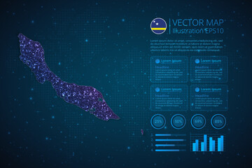 Curacao map infographics template for diagram, graph, presentation and chart with abstract geometric mesh polygonal light concept on blue background. Vector Illustration EPS10.