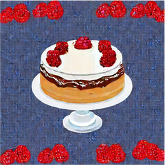Himbeertorte mit Sahne und Kaffee