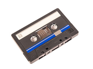Vintage audio cassette isolated on transparent no background png.