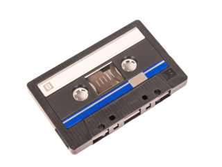 Vintage audio cassette isolated on transparent no background png.