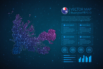 Fototapeta na wymiar French Southern and Antarctic Lands map infographics template for diagram, graph, presentation and chart with abstract geometric mesh polygonal light concept on blue background. Vector Illustration.