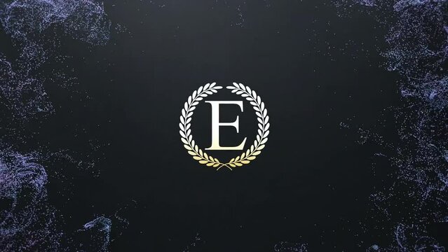 E alphabet logo animation video, E monogram motion graphics video, E interlocked hologram animation with smoke and fire effect