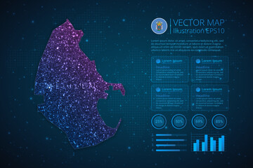 Fototapeta na wymiar Melilla map infographics template for diagram, graph, presentation and chart with abstract geometric mesh polygonal light concept on blue background. Vector Illustration EPS10.