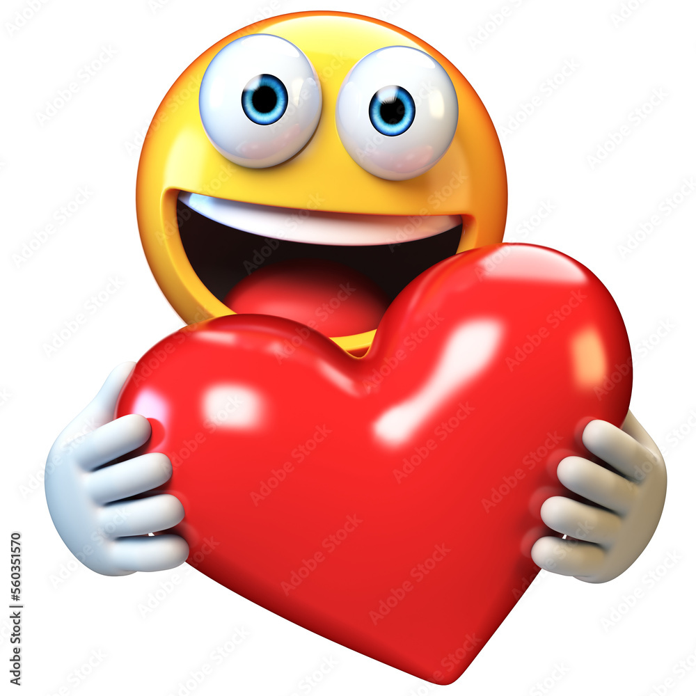 Canvas Prints emoji with big heart isolated on white background 3d rendering